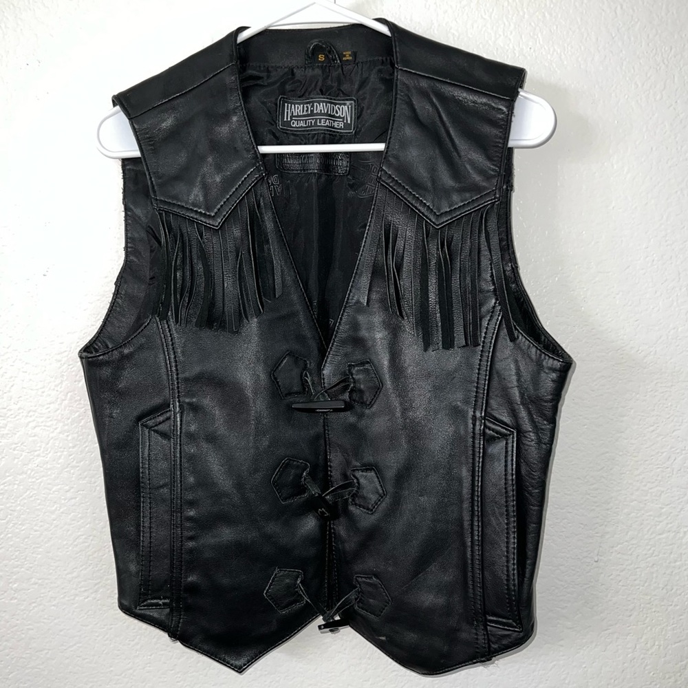 Harley Davidson Black Leather Fringe Vest ❤️‍🔥